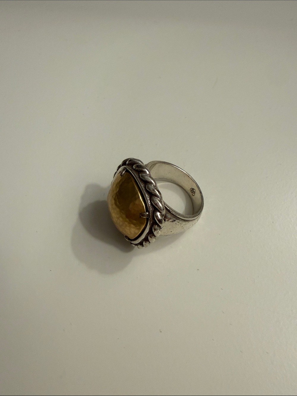 Brighton Silver Ring with Faceted Amber Gem